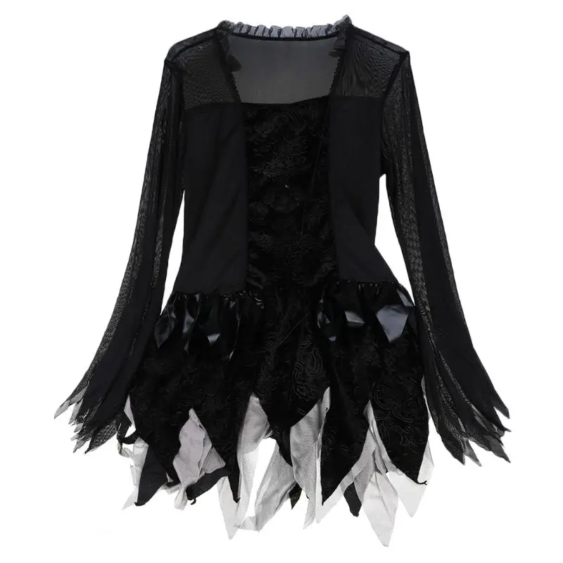 Halloween Women Night Fallen Angel Cosplay Costumes Dress with Wing H Clasp