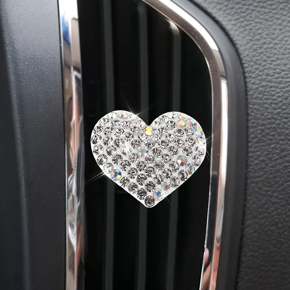 

4Pcs Car Air Freshener Vent Clip Aromatherapy Car Perfume Diffuser Crystal Heart Shaped Aroma Diffuser Air Vent Decoration Clips