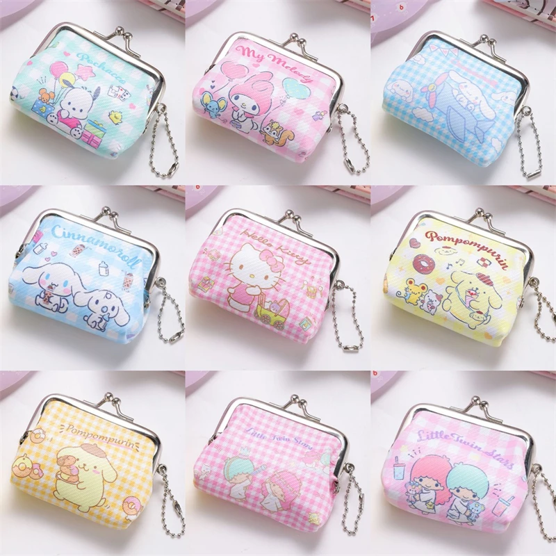 

Kawaii Sanrio Hello Kitty Wallet Cinnamoroll Pochacco Cute Mini Coin Headphones Key Card Bag Portable Mini Student Kids Handbag