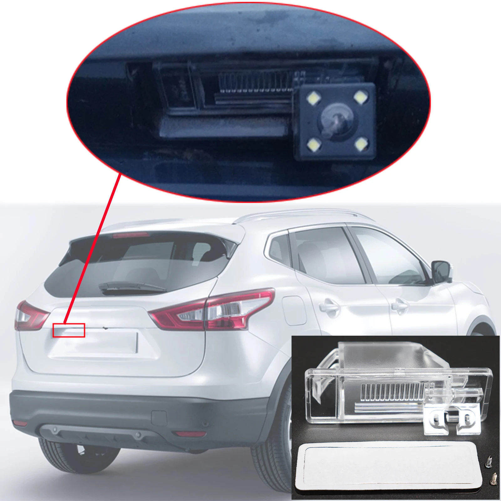 

For Nissan Qashqai J10 J11 Dualis 2006 - 2019 Car Rear View Camera Bracket Cover Case Housing License Light Stand Accessories