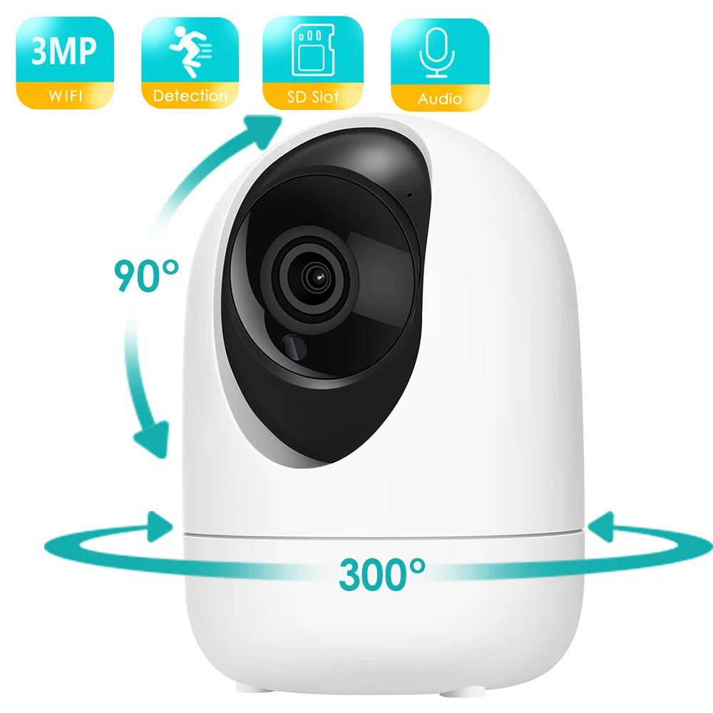 

BESDER 3MP Audio Wireless Baby Monitor Smart Home Surveillance WiFi Camera Auto-tracking Human Detection IP Cam IR Night Vision