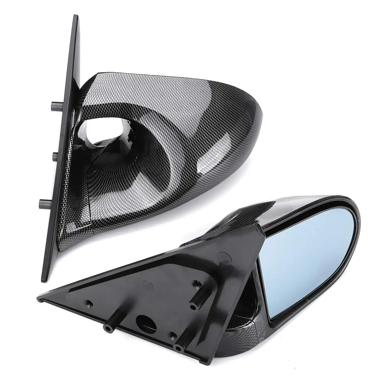 A Pair Carbon Fiber Look /Black Adjustable Car Side Mirror Rearview For Honda Civic EG 1992-1995 4Dr Spoon Style