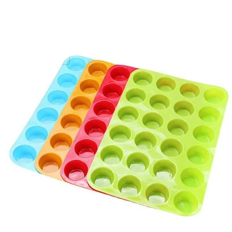 

Силиконовая сковорода, силиконовая чашка и кекс, мини-Сковорода для маффинов, антипригарная форма для украшения, форма для выпечки, круглая форма для торта, 24 маффина