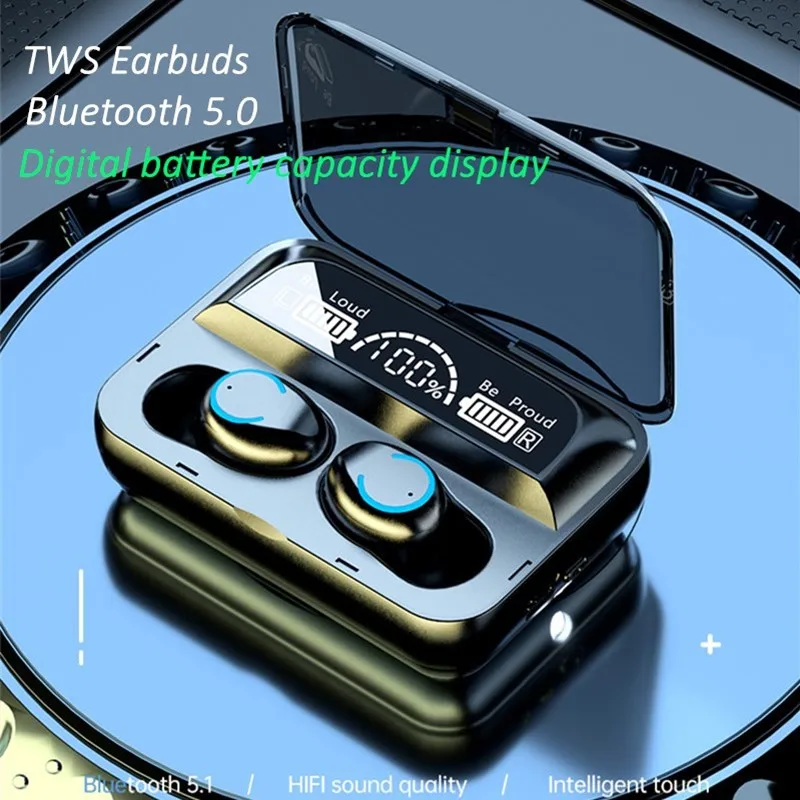 

Wireless Tws Earbud Waterproof Earphone Sport Earbuds Bluetooth 5.0 Headset Touch Control Digital Display with Mic Flashlight F9