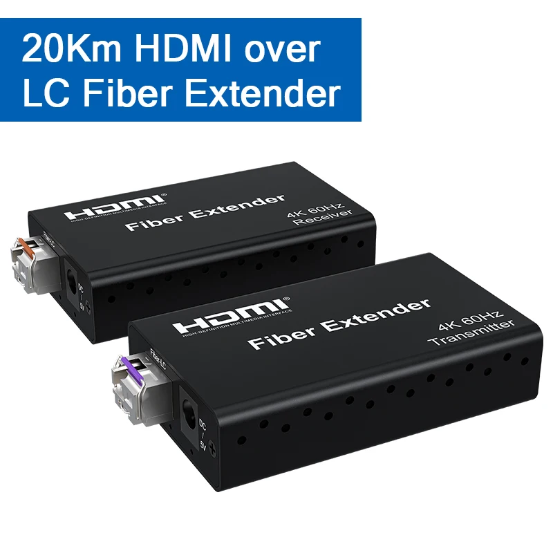 Фото 4K 60 Гц HDMI оптоволоконный удлинитель через оптоволоконный кабель LC 20 км HDMI 2.0 оптоволоконный трансивер видеоудлинитель с аудио HDCP2.2 HDR10 №1