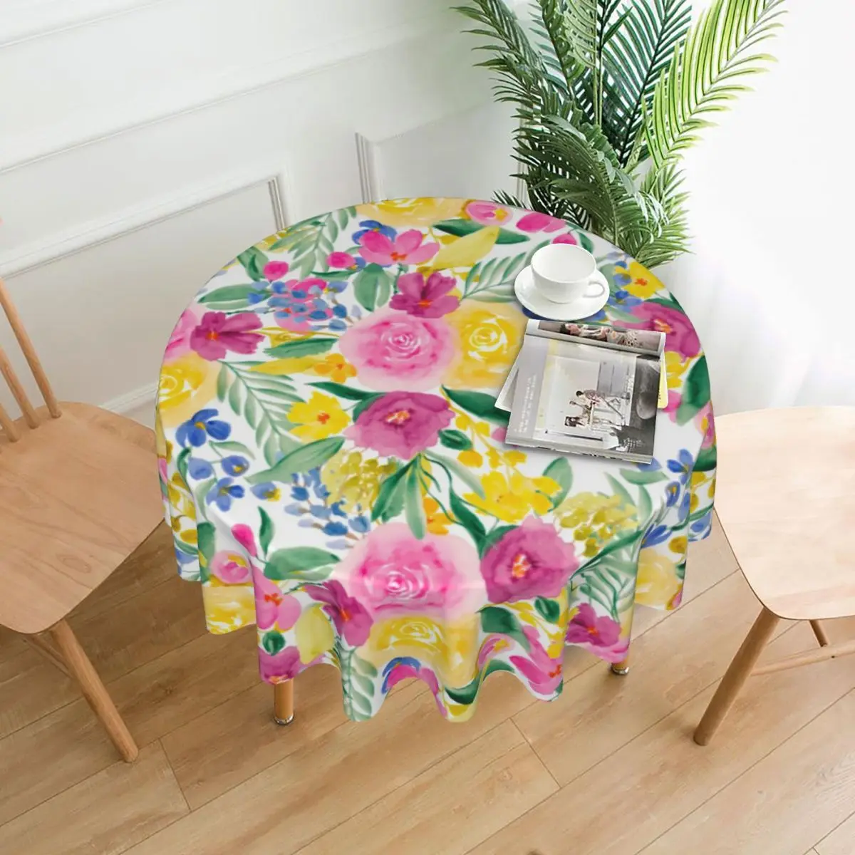 

Colroful Bright Flowers Tablecloth Floral Print Summer Polyester Table Cover Retro Cheap Decoration Printed Table Cloth