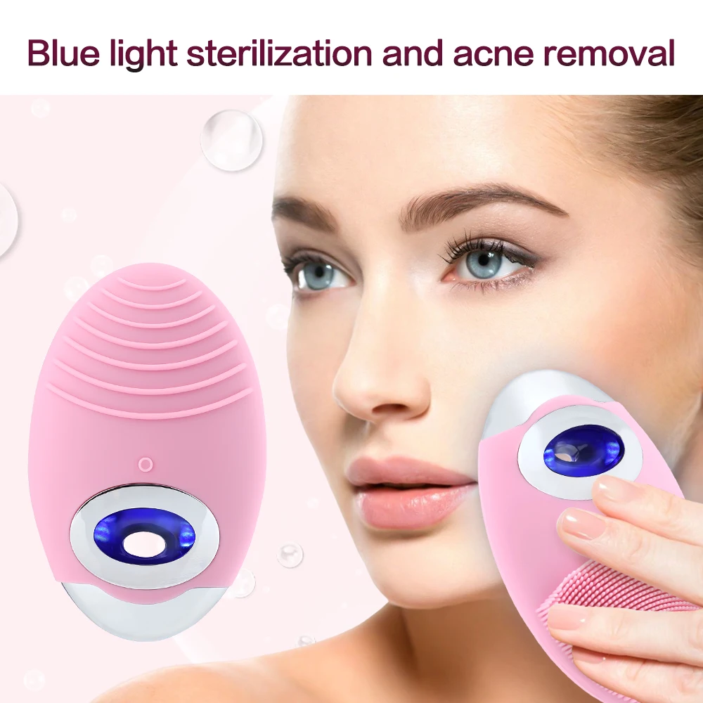 

Electric Face Cleaner Sonic Silicone Facial Cleansing Brush Electric Ultrasonic Vibrating Face Massager Mini Pore Deep Cleaning