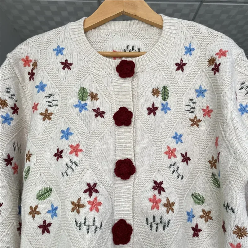 Limiguyue свитер с 3D цветочной вышивкой женский осенне-зимний жаккардовый вязаный