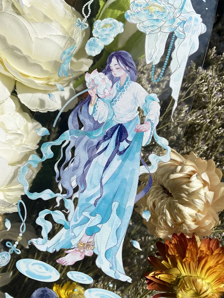 

1 Loop Chinese Ancient Summer Lotus Fairy Girl Mermaid Shiny PET Tape