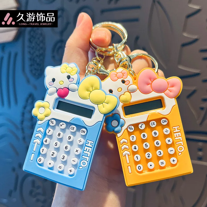 

Kawaii Sanrio Hello Kitty Calculator Key Chain Anime Small KT Cat Figure Puzzle Maze Toys Backpack Creativity Pendant Xmas Gifts