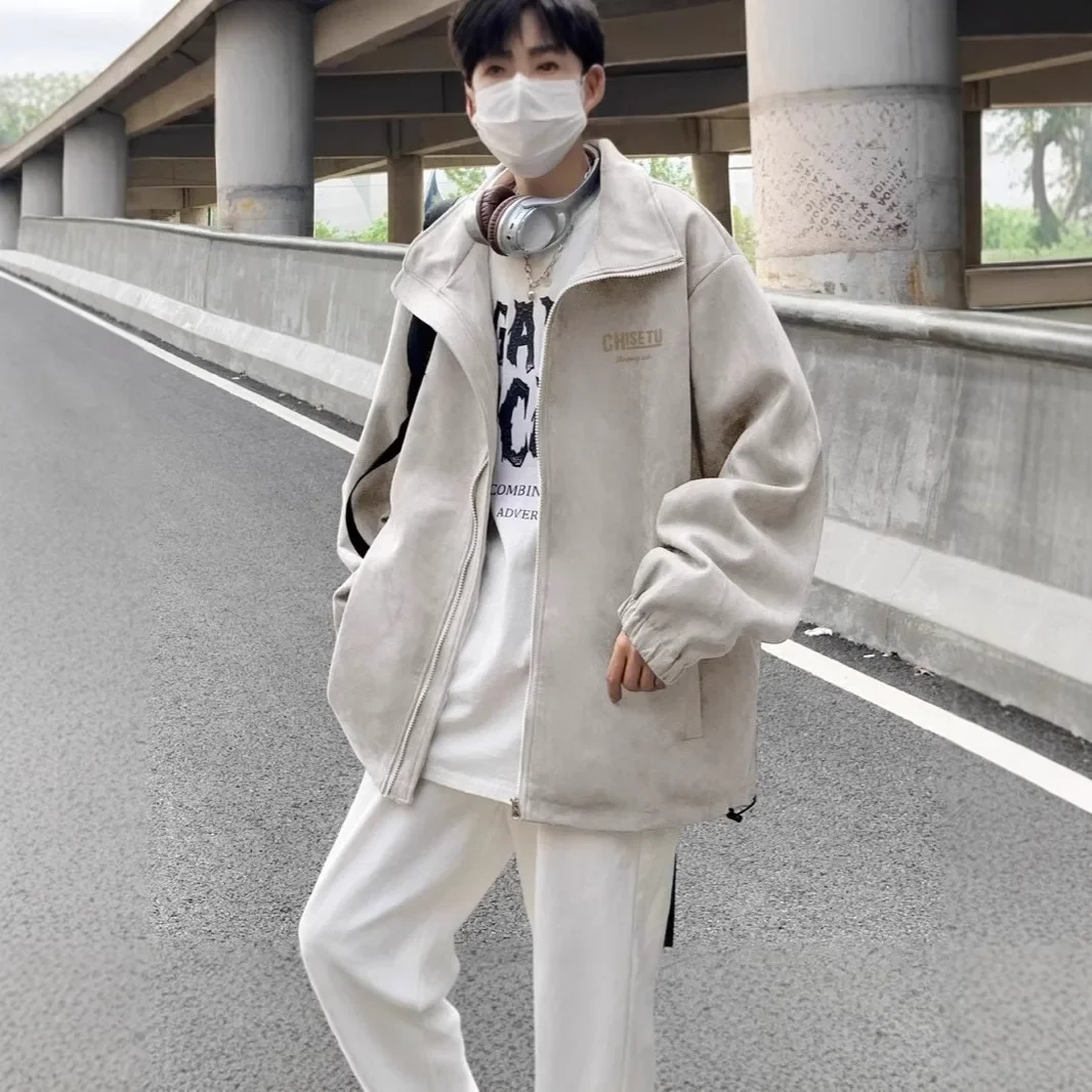 Новая весенне-осенняя бархатная куртка с оленем мужская свободная в корейском