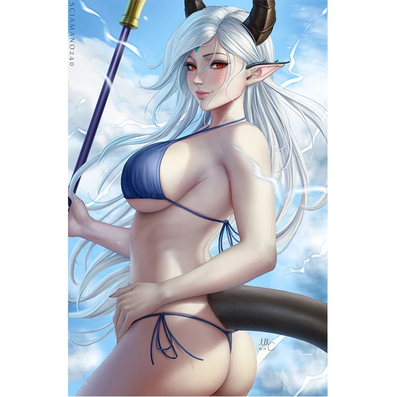 

Print Canvas Game White Demon Elf Nude Sexy Girl Art Poster 40x60 50x70 60x90 Custom Living Room Bedroom Hanging Picture