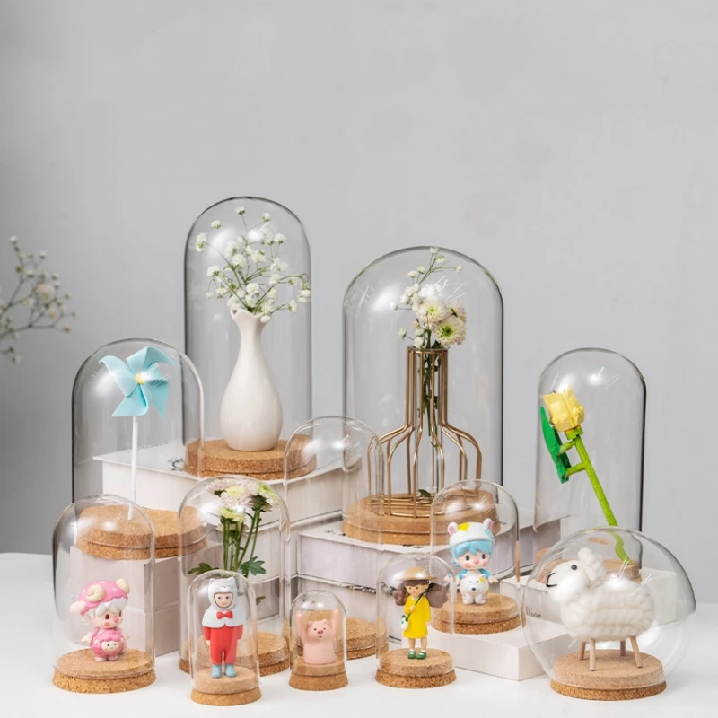 Стеклянная купольная ваза большого размера 15 х35 см пробковая база для подарка