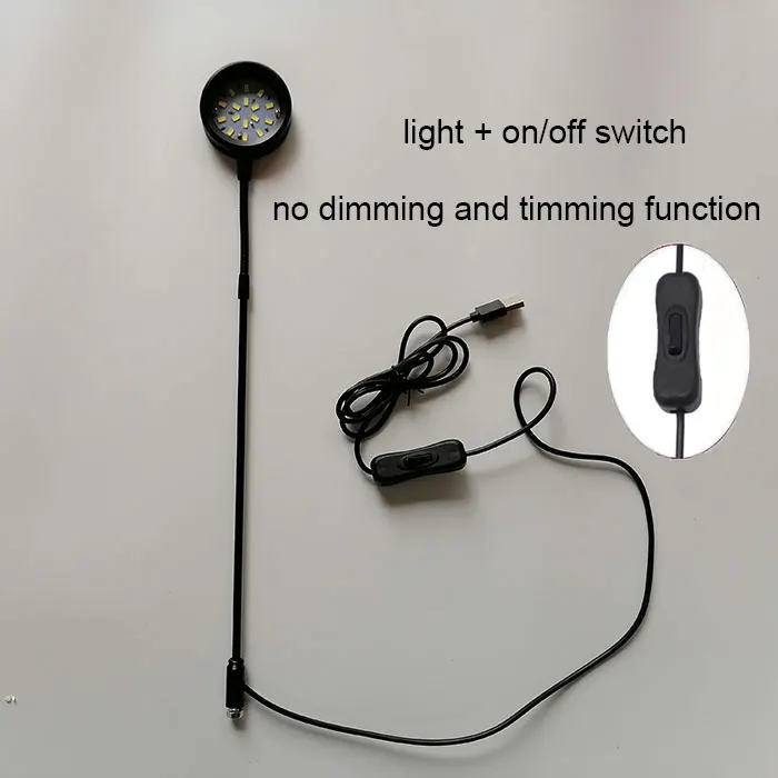 

Черный светодиодный светильник для аквариума мощностью 5 Вт с регулируемой яркостью, таймером и USB-разъемом, теплый белый, 3000 К, холодный белый, 6000 К, лампа для выращивания растений с цоколем