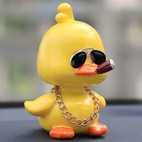 cute shaking head yellow duck car accessories interior natural resin car ornament auto center console decorations for women gift