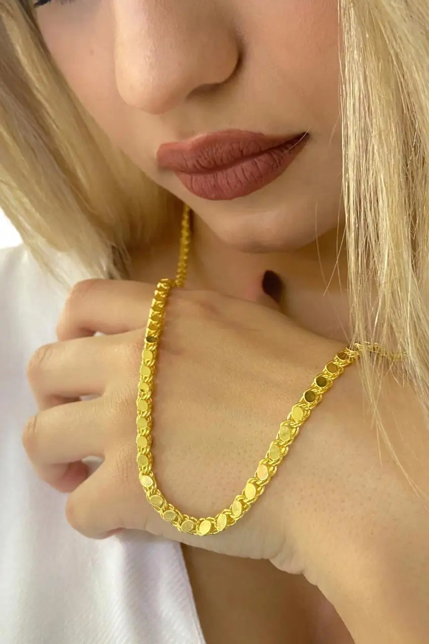 

60 cm Gold Workmanship Barley Chain Model 925 Silver Necklace