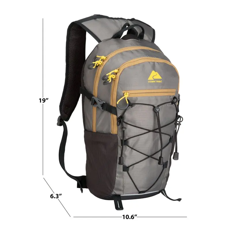 Ozark Trail 17 Liter Camping, Hiking, Mountaineering, Technical Backpack, Gray, Unisex
