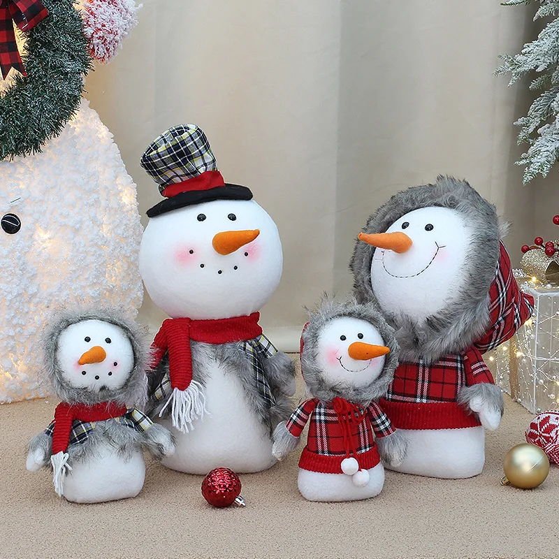 

Christmas Family of Four Snowman Doll Doll Shopping Mall Window Scene Decoration Arrangement Christmas Decorations Рождество