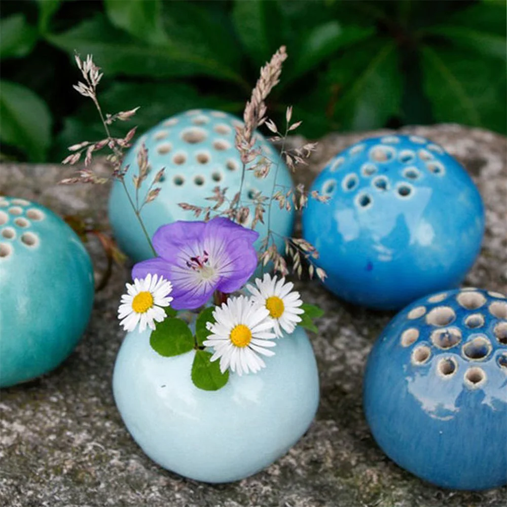 

New Resin Handmade Vase Creative Mini Spherical Vase Flower Arrangement Container Stone Desktop Decoration Handicraft Ornaments