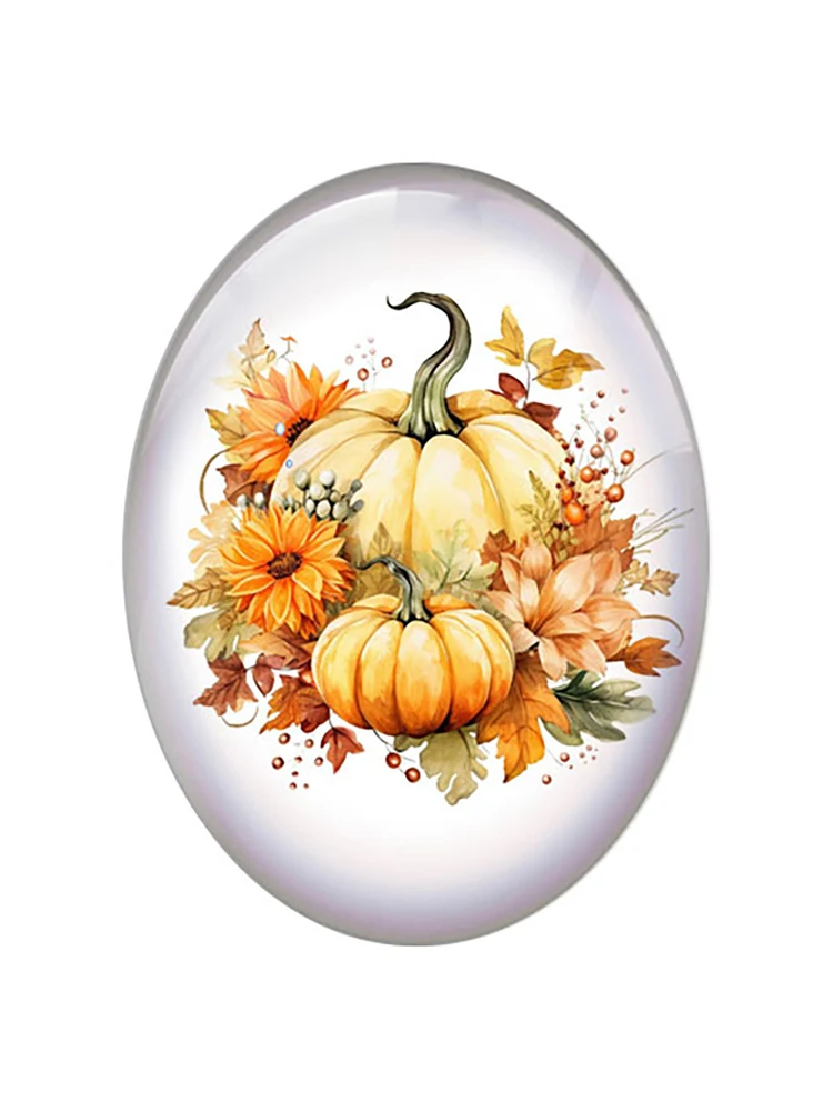 10 шт./лот осень День благодарения Тыква Цветок Овальный фото стекло кабошон с