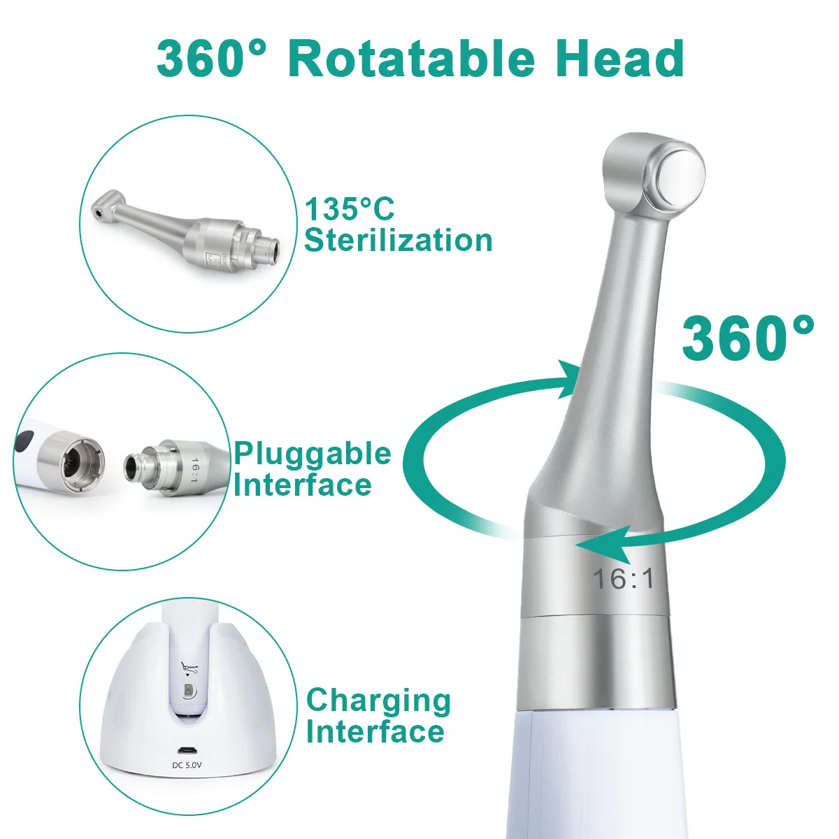 Фото DENTUS Новая модель беспроводного стоматологического эндомотора 2-в-1 с онлайн-коррекцией, пластик и металл, 150-1000 об/мин, стоматологические инструменты №3
