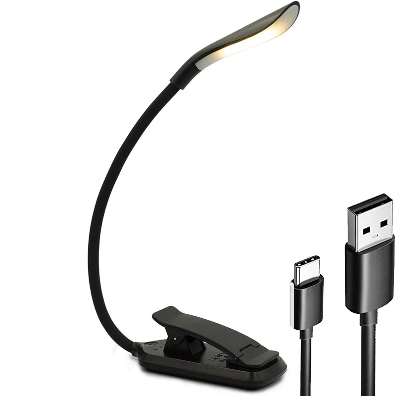 

USB перезаряжаемая книжная лампа с зажимом, 3-цветная книжная лампа с регулируемой яркостью, лампа для чтения для детей, лампа для сна для Kindle