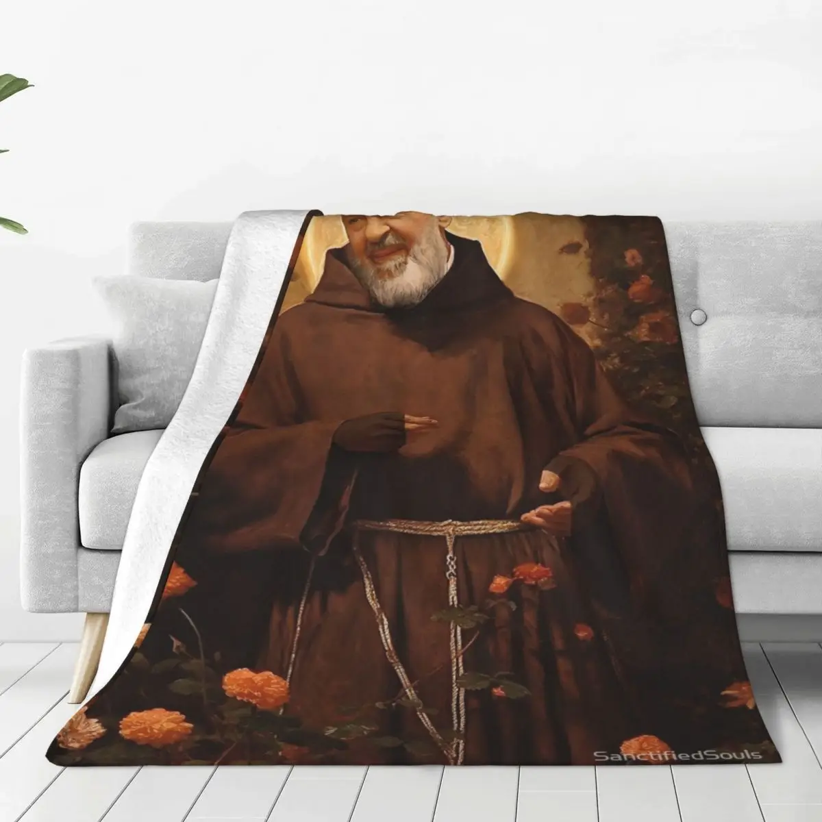 Одеяло Saint padpio покрывало на кровать дорожное с рисунком