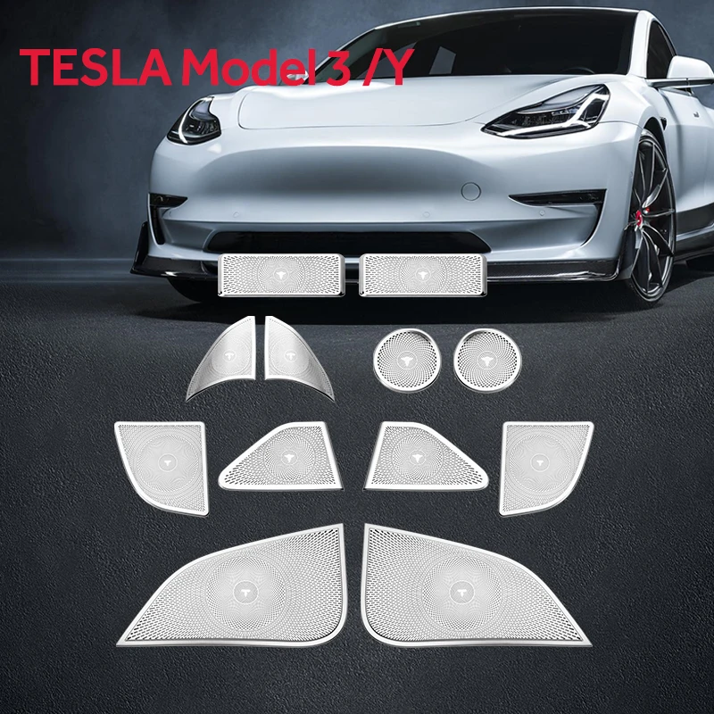 

Car Audio Speaker Cover Door Loudspeaker Decorativ Trim Interior Styling Accessories For Tesla Model Y Model 3 2023 2022 2021 20