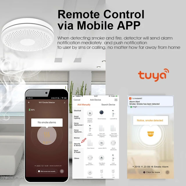 Tuya Smart Life WIFI Carbon Monoxide Smoke Detector CO Gas Fire Alarm Rauchmelder 2 In 1 Sensor Home Security Fire Protection 3