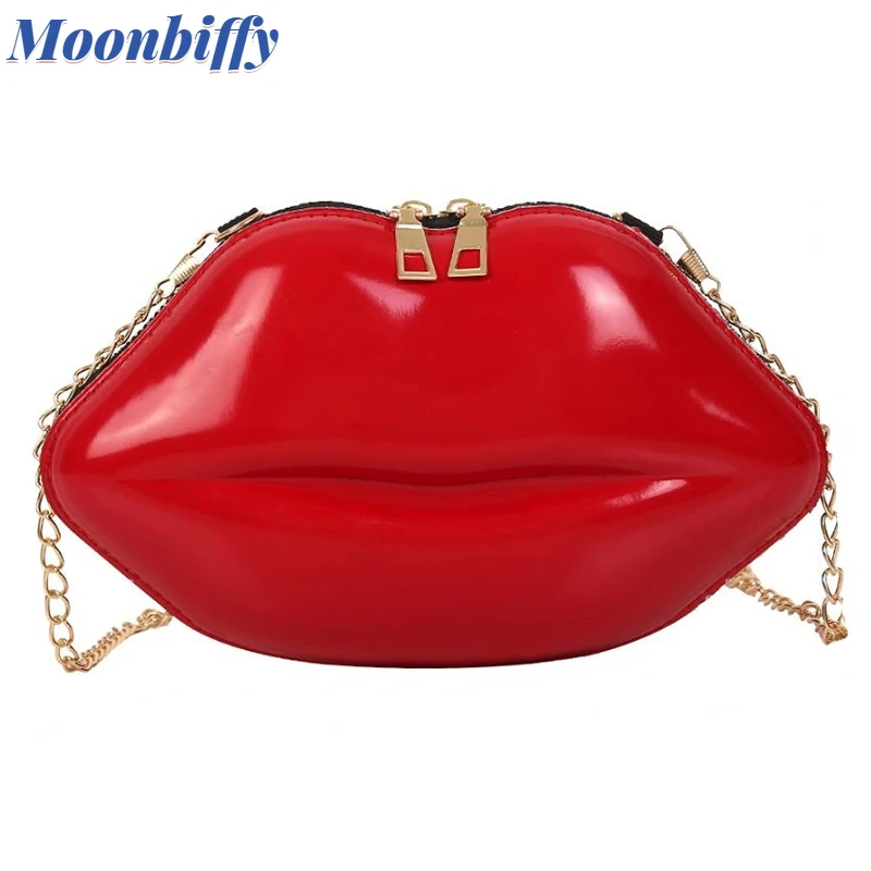 

Lip Shape Clutch Fashion PVC Messenger Bag Mini Trendy All-match Women's Bag New Luxury Designer Zipper Women's Shoulder Bag New