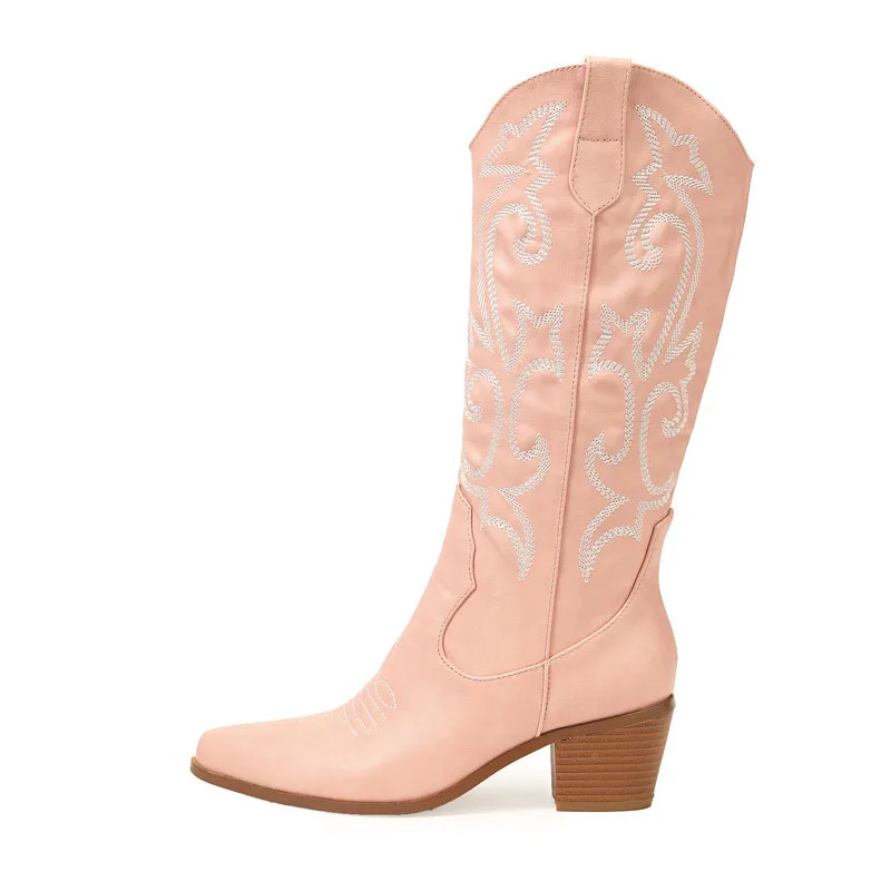 Новые ковбойские сапоги в стиле вестерн на массивном каблуке ботинки для