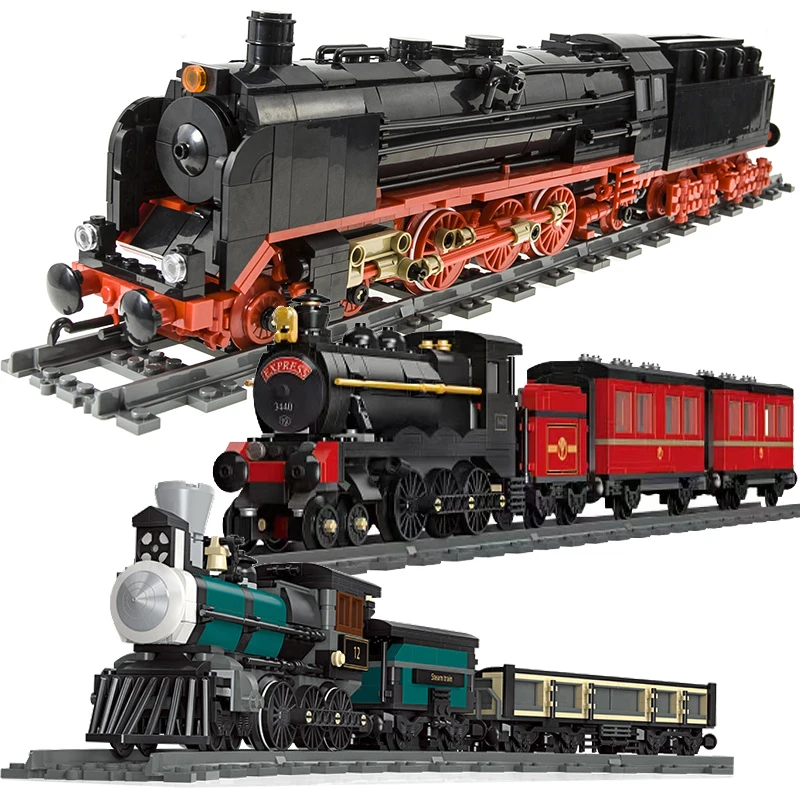 

MOC City Technical TH10 GN5700 Steam Train locomotive Building Blocks Classic Retro Railway Track Train Bricks Toys For Boys Kid