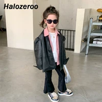 New Baby Girls Leather Coats Kids Brand Jackets Clothes Toddler Soft Outerwear Children Fashion Cardigan Boys Coat Black Blouse