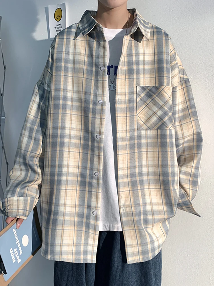 

Men's shirt men's long-sleeved plaid shirt coat spring and autumn
