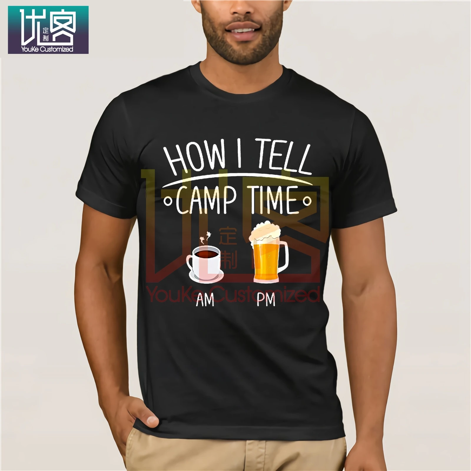 

Gildan Brand Coffee Am Beer Pm How I Tell Camp Time T-Shirt Men's Short Sleeve T-Shirt Humor Tee Shirt 100% Cotton Tops Graphic