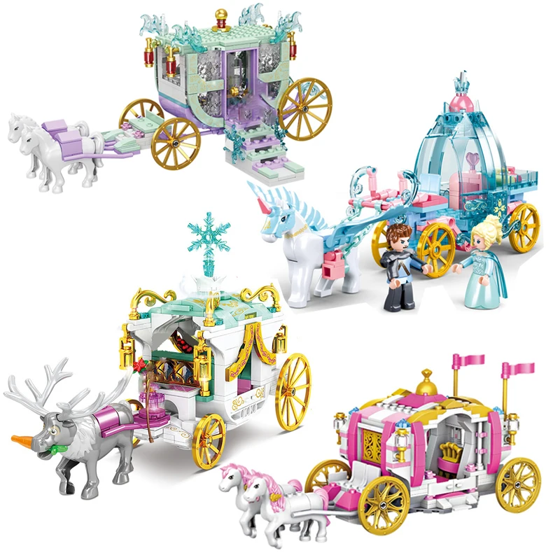 Конструктор Disney Frozen, Анна, Эльза, принцесса, карета, лошадь, набор блоков, Классическая модель фильма, детская игрушка для девочек, подарок дл...