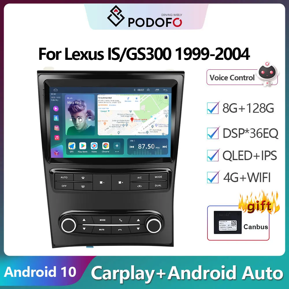 

Podofo For Lexus IS/GS300 1999-2004 Car Radio Multimedia Video Player Navigation stereo GPS Android No 2din 2 din dvd