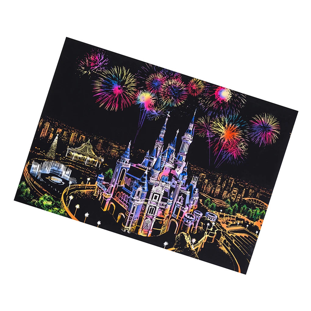 

DIY Scraping Painting Night View Scratch Paper Early Education Drawing