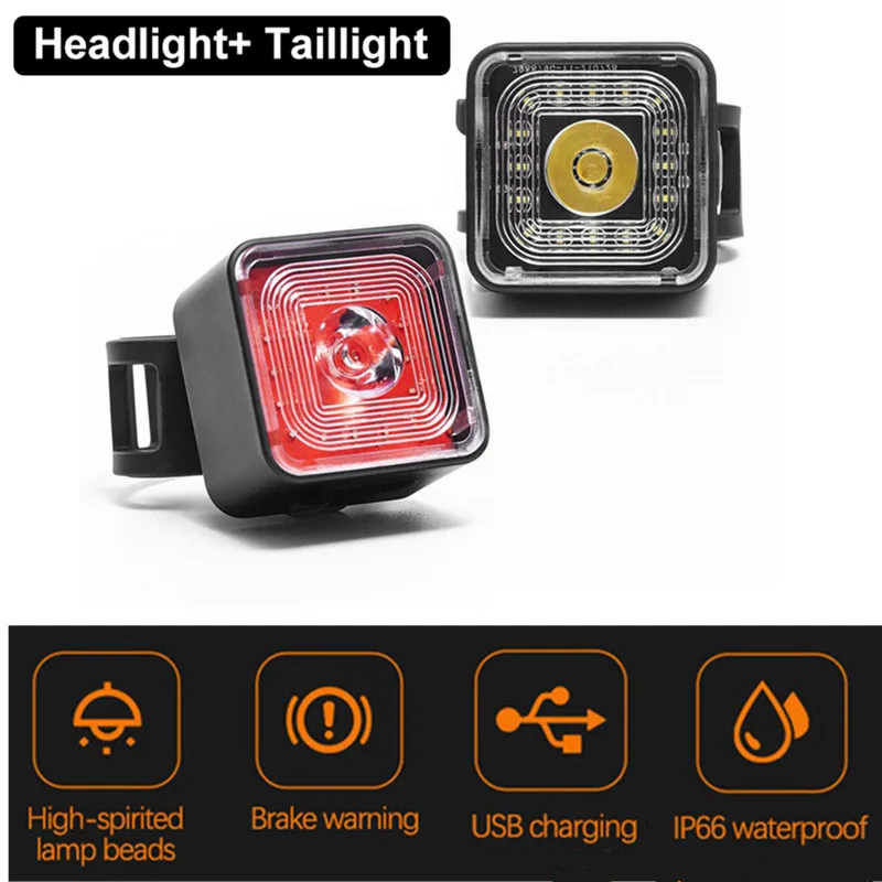 

120 Lumen Cycling Light Sets Headlight and Tail Light Sets for Bicycle 5 Gear Mode Smart Sensor IP66 Waterproof Brake Lamp