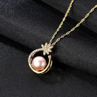 meibapjreal freshwater pearl simple golden peacock pendant necklace 925 solid silver fine jewelry for women