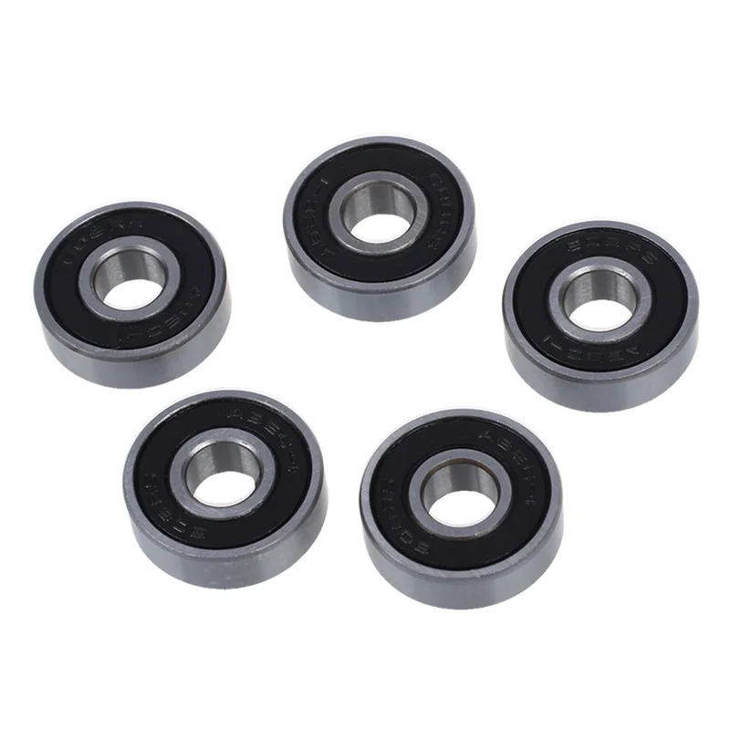 

5 шт., шарикоподшипники с глубоким желобом, серебристого и черного цвета, 608 RS, 8x22x7 мм