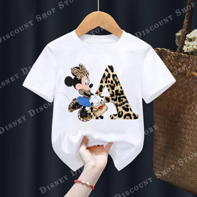 

New Summer Minnie Children T-shirt Kawaii Disney T Shirt A B C D Anime Cartoons Casual Vintage Clothes Kid Girl Minnie Top Tee