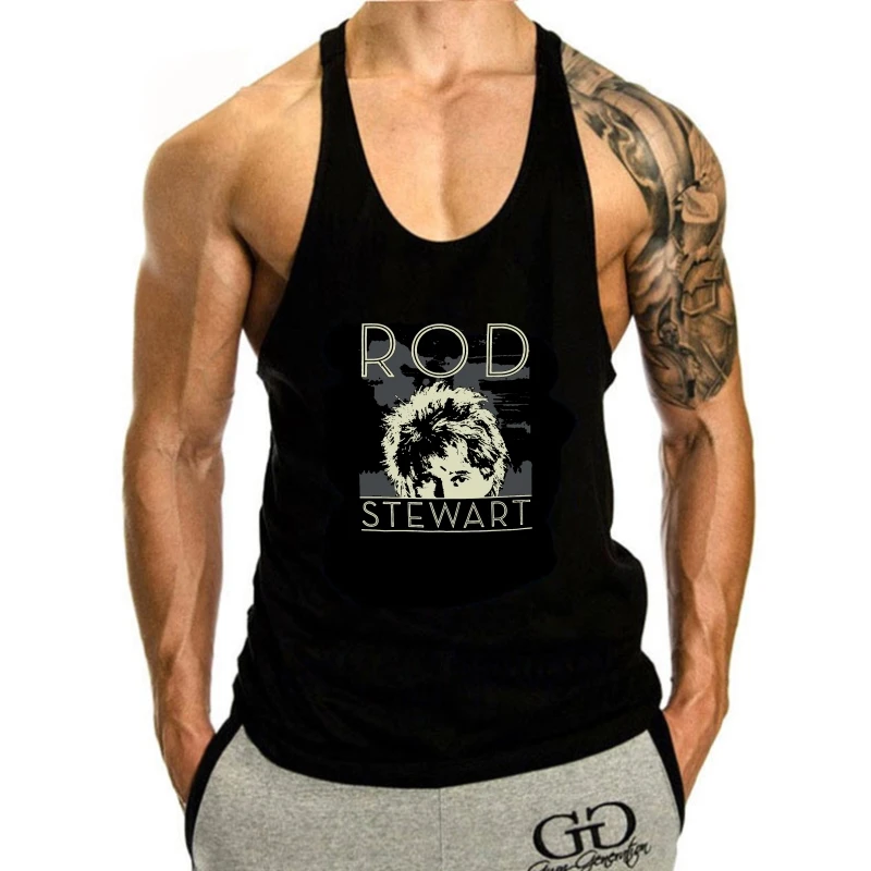 

Rod Stewart Splatter Hair Image Tour 2013 Black tank top men New Hip-Hop tank top men