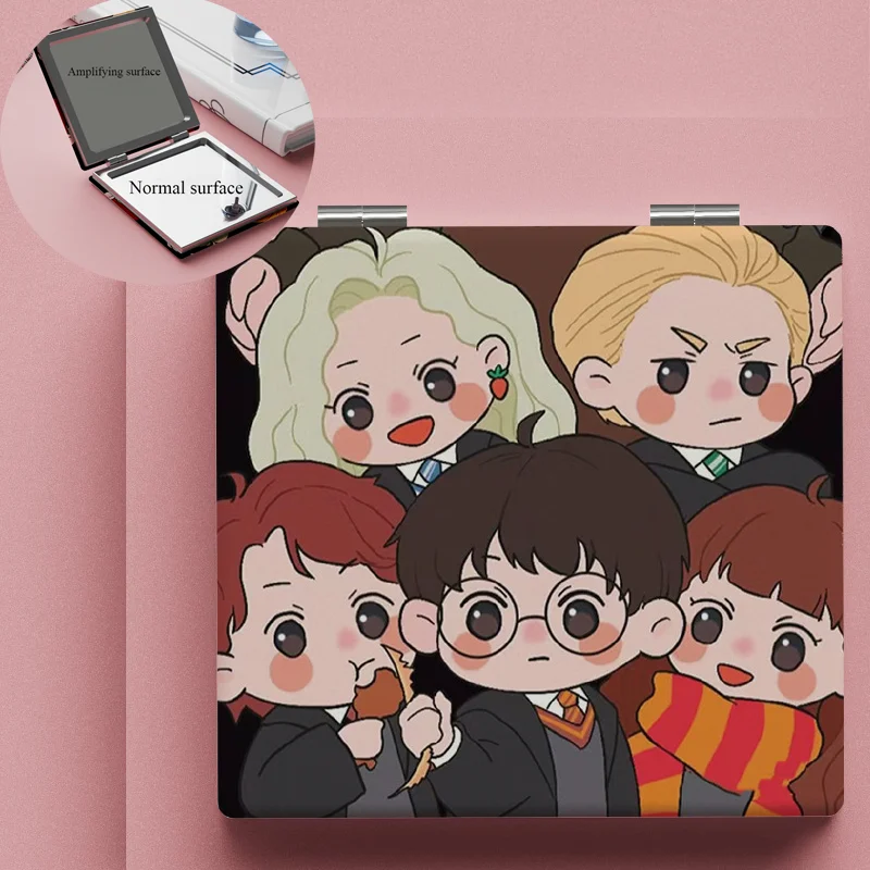 Kawaii Q Edition Magic Academy Рисунок Портативное зеркало для макияжа девочек двустороннее