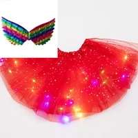 new led light girl clothes star tutu skirt princess party tulle pettiskirt rainbow wing child ballet dance new year christmas
