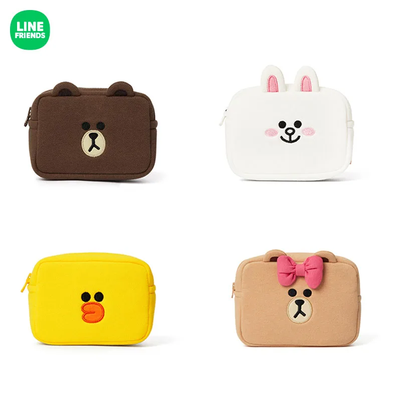 

Line friends Cartoon Kawaii Super Cute Brown Cony Sally Choco Multifunctional Storage Bag Portable Mini Cosmetic Bag Gift