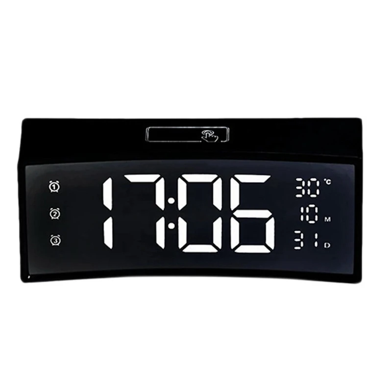 Led Press Control 3d Bedside Desk Clocks With Mirror Snooze Temperature Display Usb Charg Port