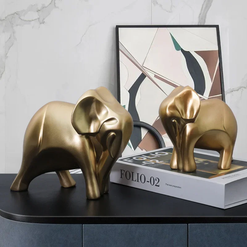 

Простое Новое китайское украшение в виде золотого слона, искусственное роскошное креативное украшение для гостиной, винного шкафа, домашнее украшение, шкафчик