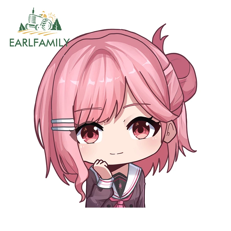 EARLFAMILY 13 см x 11 5 Nastsuki Peeker автомобильные наклейки розовые волосы Chibi забавные