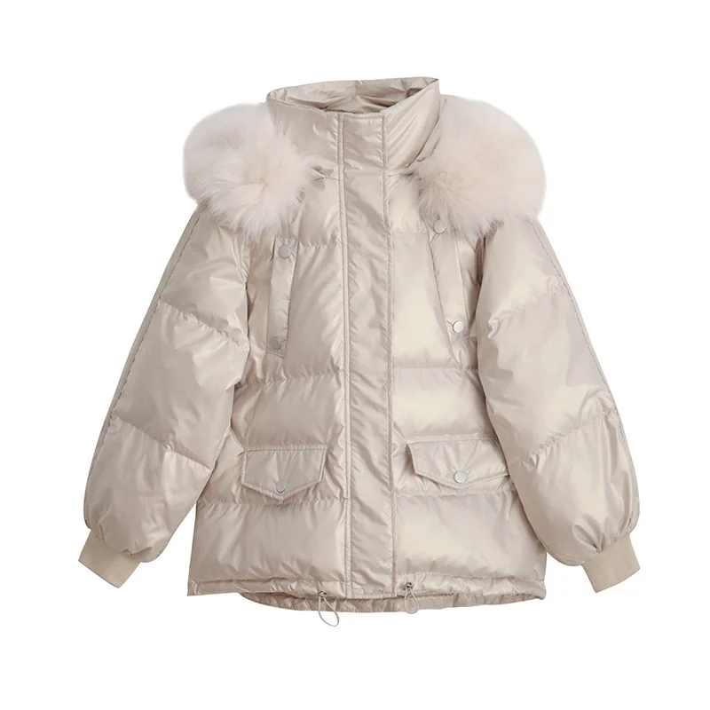 2022 New Winter Women Casual Loose Down Cotton Coats Famale Clothing Hooded Thick Warm Solid Khaki Jacket Lady Padded Parkas Top